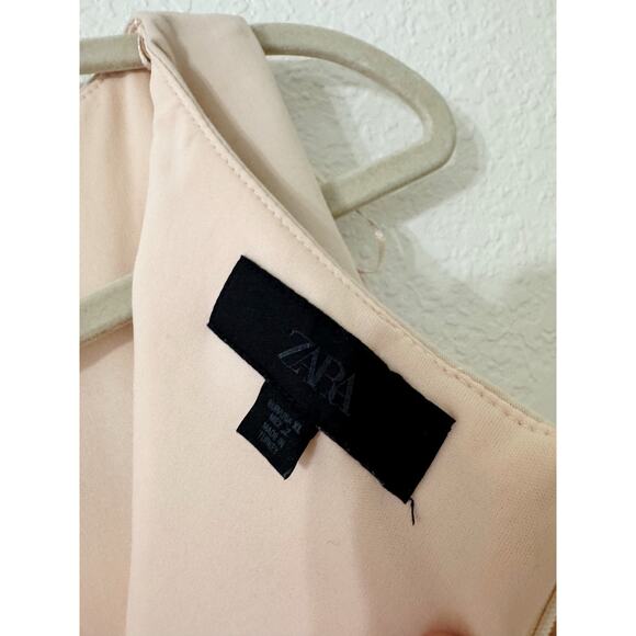 ZARA Blush Pink Sleeveless Shift Mini Dress with Pleated Hem Size XL - Picture 3 of 5